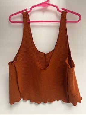 SHEIN Rust Orange Waffle Knit Cropped Tank